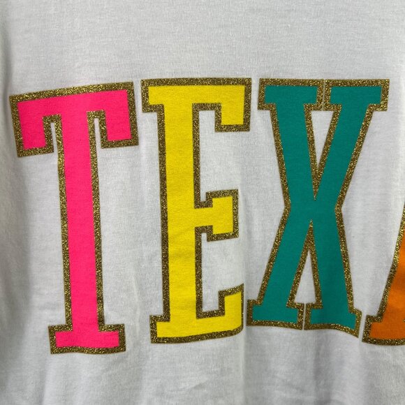 Texas T Shirt Size Medium Crewneck White Printed Cotton Short Sleeve Multicolor - Picture 3 of 5